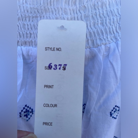 NWT Cute Options, boho style maxi skirt, tassle details. White/blue, size small - Picture 4 of 7